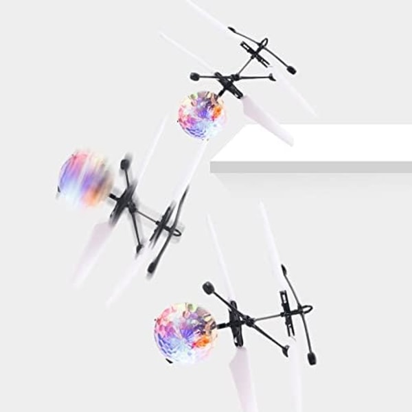 Flygande boll med LED-lampor, minidronleksak med 360 ° rotation, UFO-svävning, automatisk detektering av hinder, utomhus, inomhus, barn, vuxen födelsedagspresent