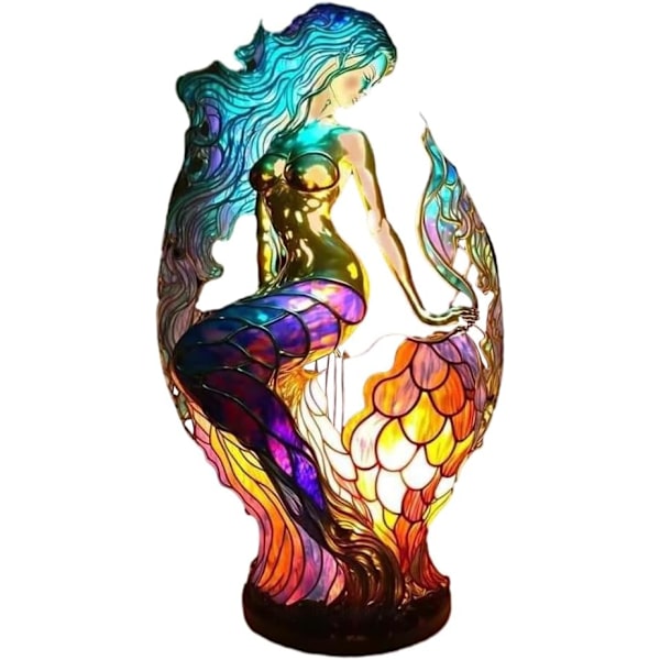 Målad harts Retro sänglampa Vintage nattlampa Bohemian Resin La