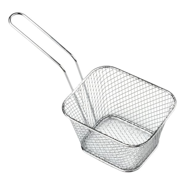 Friturekurv i rustfrit stål med håndtag til rejer og løg