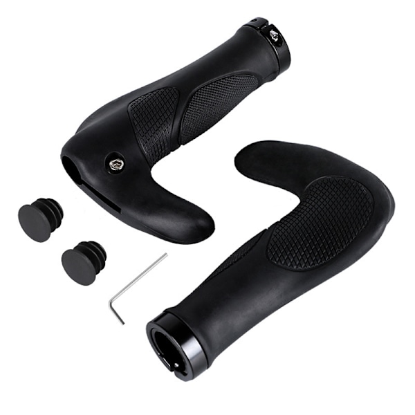 Ergonomiske Sykkelstyre Håndtak Terrengsykkel Sykling Låsbar Grips Anti-skli Ram Horn Bar End Styre - Ett Par