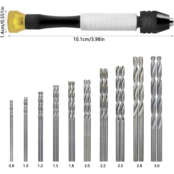 20 stk. Mikro Twist Bor Smykkefremstilling Roterende Verktøy for Tre, Smykker, Plast, Miniatyrer og Andre Miniatyrbor (0,8 mm-3,0 mm)