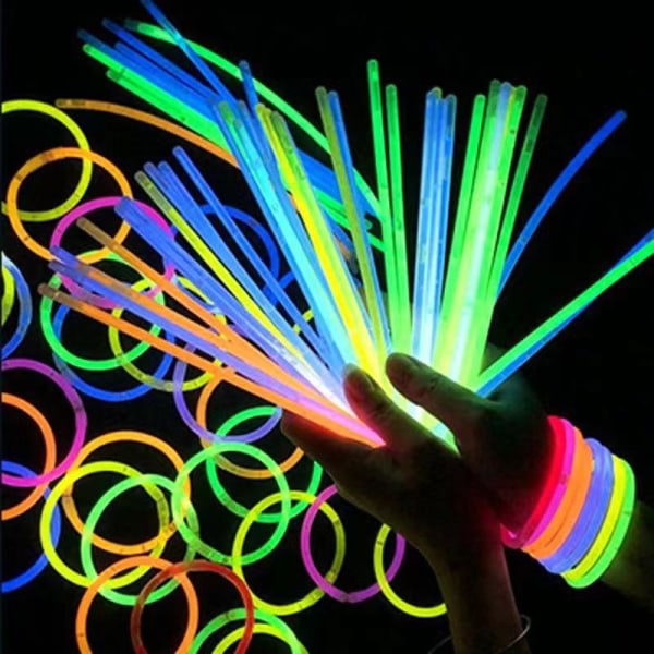 100-pak glowstick armbånd, lysende flerfarvet 20CM