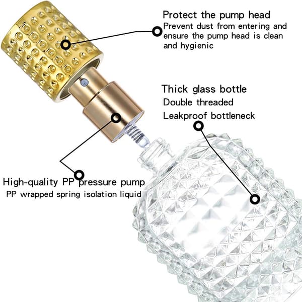 Mini Parfymflaskor - 2 st - 50 ml - Tom Sprayflaska - Reseflaska - Parfymfördelare - Parfymflaskor - Påfyllningsbar - Guld och Silver - Klar -
