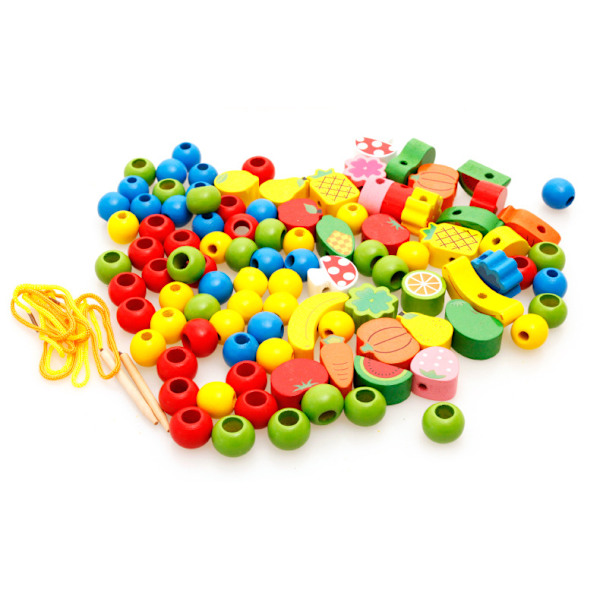 Pedagogisk leketøy, frukt og grønnsaker snøring og perler leker med pinnsvinbrett for barn over 3 år/gutt og jente