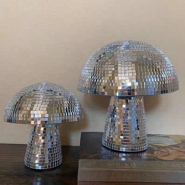 Sopp Diskokule, Sølvreflekterende Sopp Ornament kompatibel Fest, Ro