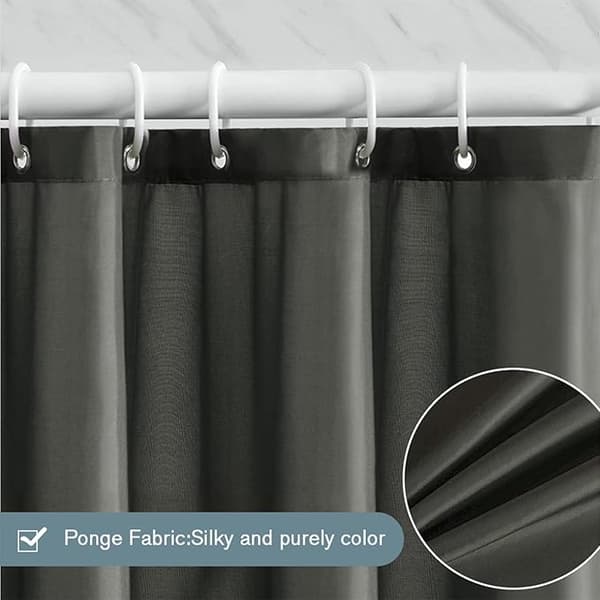 Vaskbart dusjforheng vanntett stoff mørkegrått badeforheng anti-mugg polyester tekstil 120x200cm