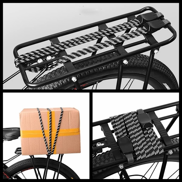 2 st Cykel Bagageremmar 3 i 1 Elastiskt Rep med Två Plasthuvar