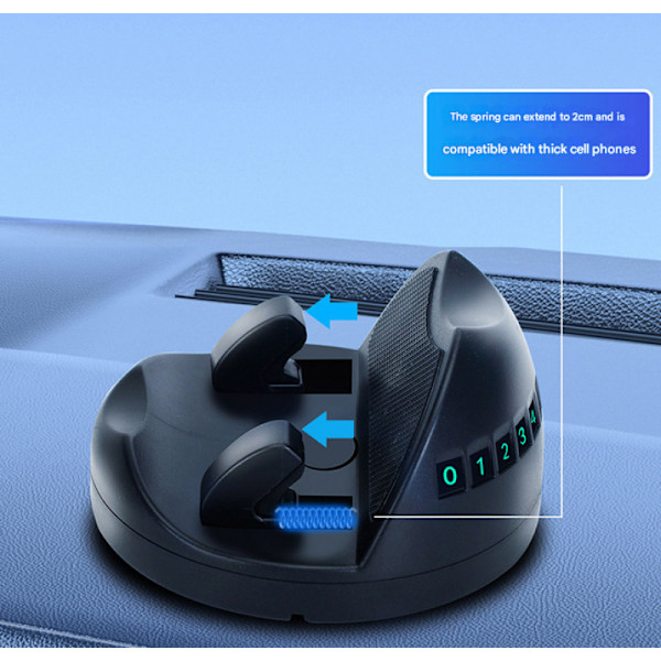 360° Roterende Instrumentbræt Telefonholder - Justerbar Fjeder Telefonholder til iPhone, Android og Andre 4-7 tommer Smartphones