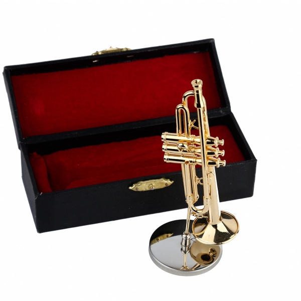 Messing Mini Trompet Med Stand og Etui Mini Musikinstrument Mini Tr