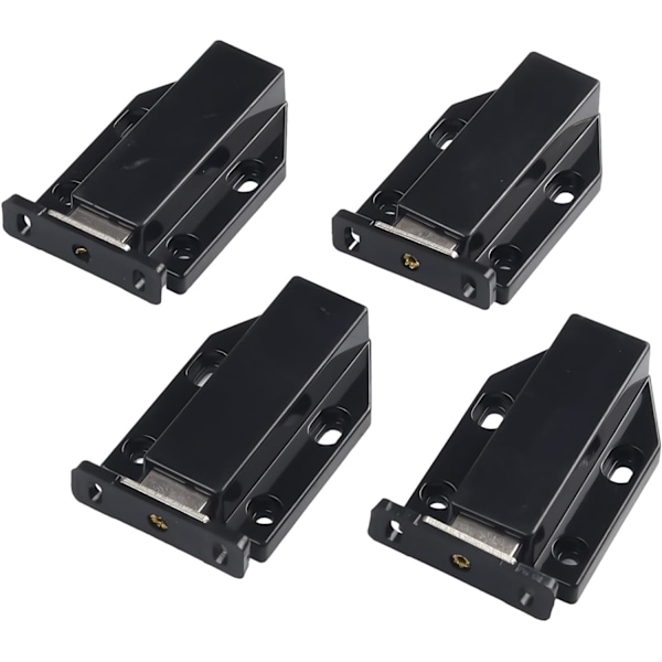 4-pack svarta skåpslås, tryck för att öppna, stark magnetisk sugkopp, pålitlig