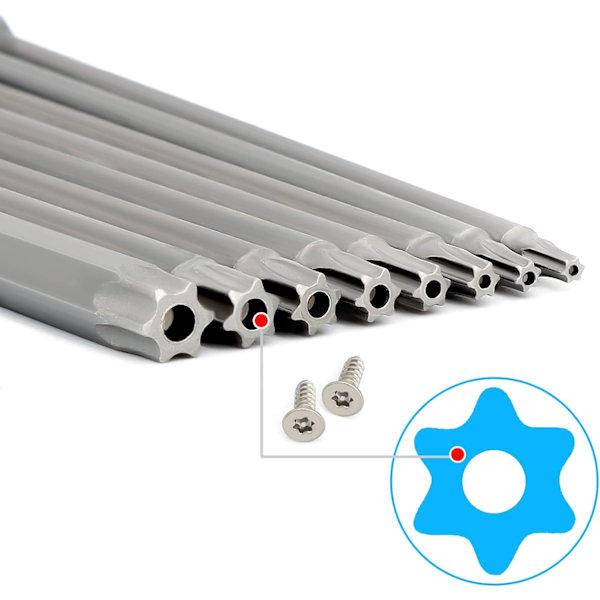 8 kpl 1/4\" pitkät magneettiset tähtipää Torx-ruuvimeisselin kärjet - 150 mm pitkät - sähköinen kuusiovarsi - työkalusetti (8 kpl 150 mm)