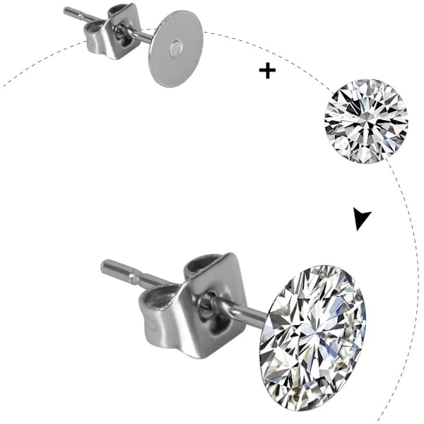 1000 st rostfria örhängenspinnar med platta dynor 6 mm 8 mm med fjärilslås