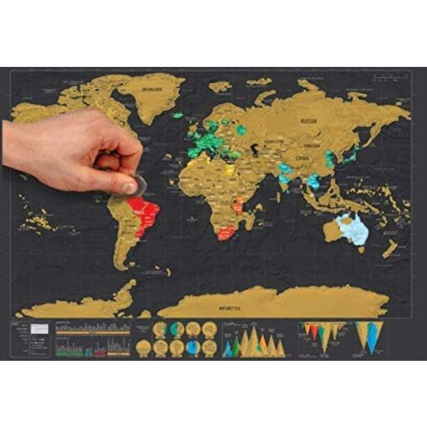 Luckies of London | Raaputettava maailmankartta Deluxe Travel Size | Mini Travel Map matkojen seuraamiseen