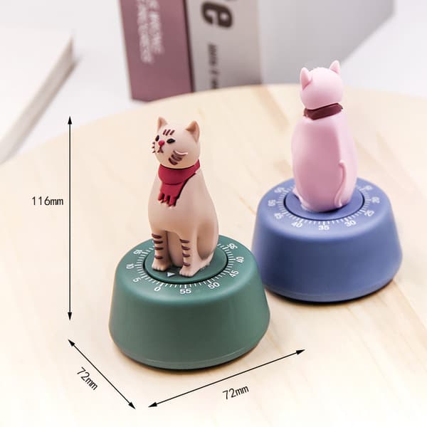 Timer Kattformad Mekanisk Kökstimer, 7.2*7.2*11.6cm