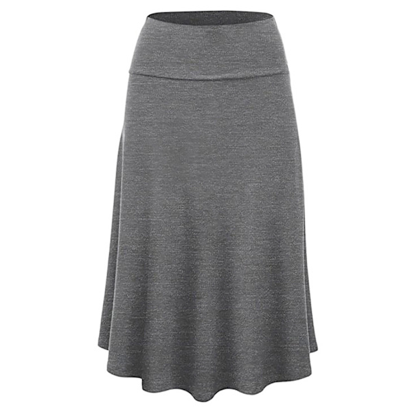 Kvinders Solid Letvægts Flare Midi Pull On Lukning Nederdel L Størrelse