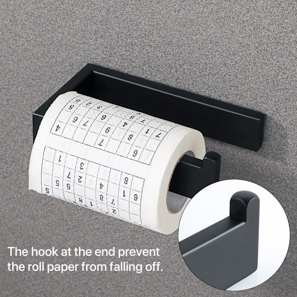 Vægmonteret toiletpapirholder, matsort toiletpapir
