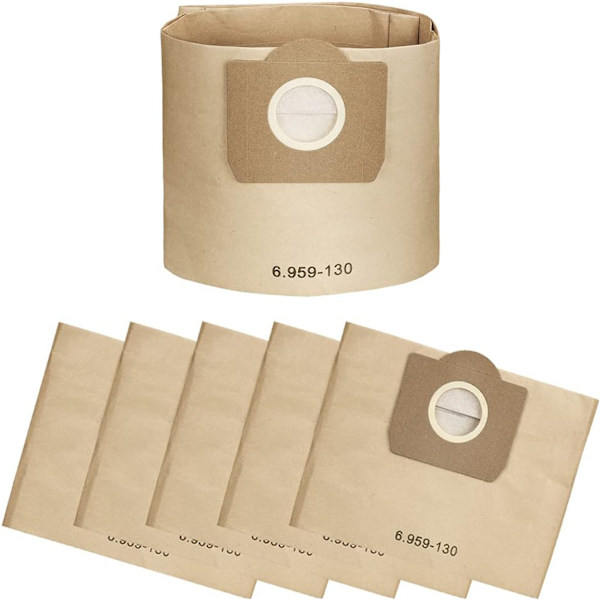 Pölynimuripussit, yhteensopiva Kärcher 6.959-130.0 WD3 WD3P MV3 A2204 A2254 A2604 -mallien kanssa, korvaavat paperisuodatinpussit, yhteensopiva märkä- ja kuivaimurien kanssa