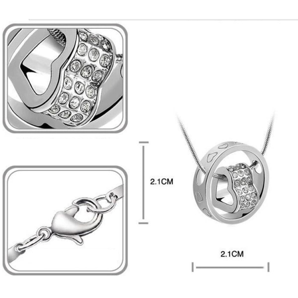 Halsband med ring med hjärta inuti, silverfärgad silver