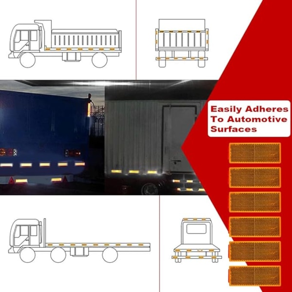 6 kappaletta oransseja suorakulmaisia heijastavia arkkeja 15*5cm perävaunun heijastin
