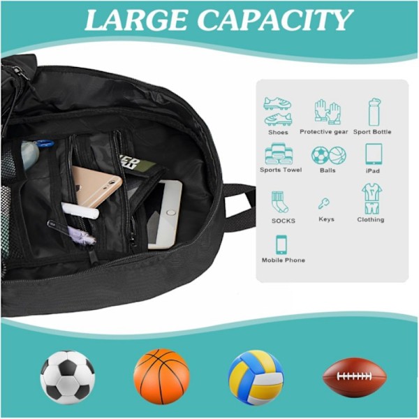Fotbollsryggsäck, Basketryggsäck med Bollfack & Skofack, Ryggsäck för Basketboll, Fotboll