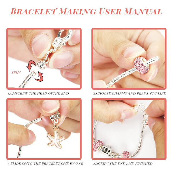 DIY Charm Armband Making Kit för Flickor, Enhörning Sjöjungfru Pedent Smycken