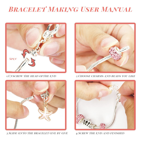DIY Charm Armband Making Kit för flickor, Unicorn Mermaid Pedent Jewell