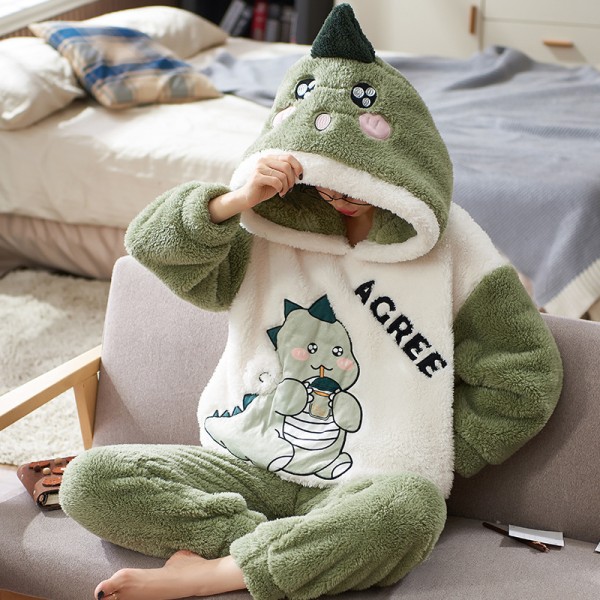 Loungewear Par Pyjamasset Kvinnor Män Vinter Tjocka Pyjamas Sömn