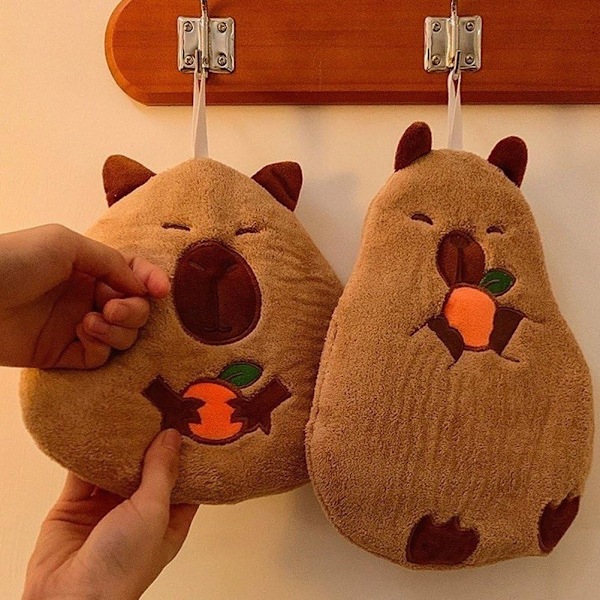 Søte Håndklær med Dyr, Kawaii Capybara, Kjøkkenkluter Hengehåndklær, Absorberende Tørkehåndkle for Barn og Voksne