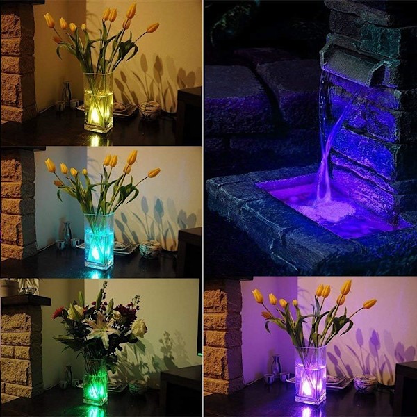 10 st Mini Dränkbara LED-lampor, ALED LIGHT Vattentät Undervattenslampa RGB Flerfärgad LED-ljusbelysning med 2 Fjärrkontroller för Pool