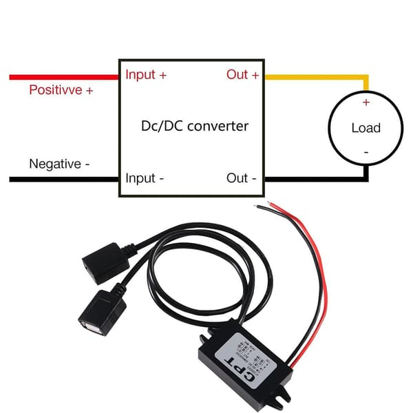 12V til 5V 3A Dobbel USB Strømomformer Buck Modul Billader DC-DC Nedtrappingsmodul