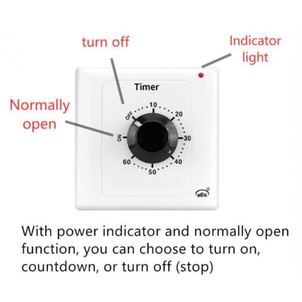 120 Min Timer Switch, AC 220V 15A Intelligent Mekanisk Nedtællingstimer So