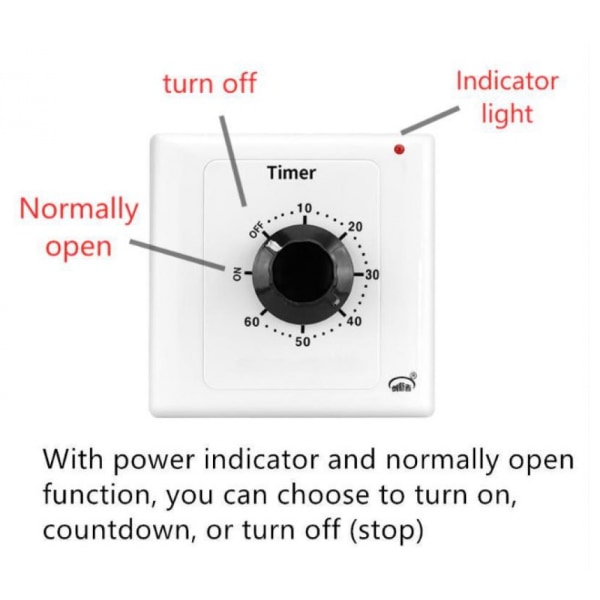 120 minuters timerbrytare, AC 220V 15A intelligent mekanisk nedräkningstimer