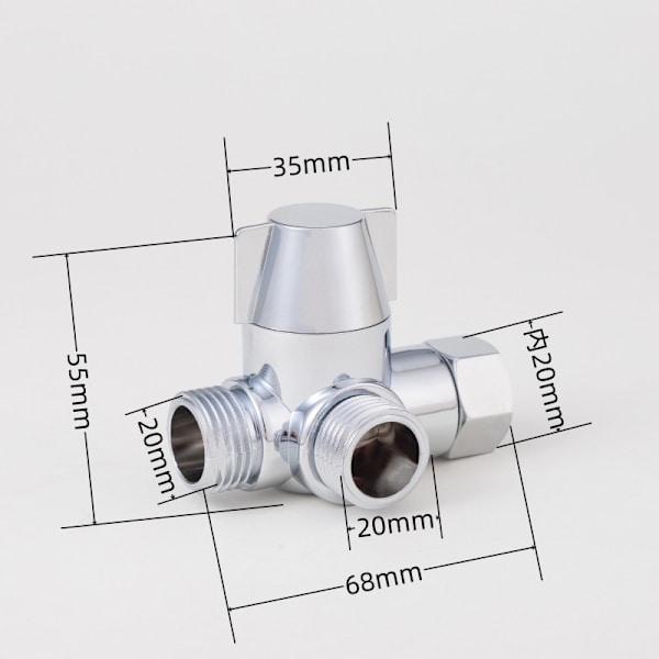 G1/2\" 3-veis dusjventil, solid messing universal ventil for dusj, toalett, bidet og fast sprayhode