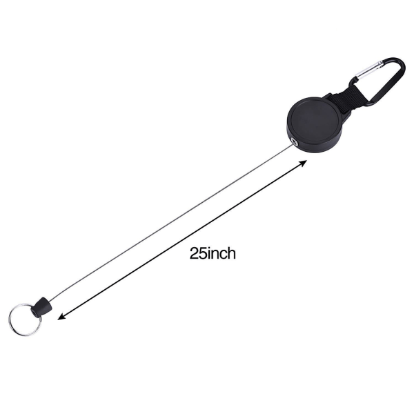 4 stk. Heavy Duty Retractable Key Chain Reel med 25 tommers ståltråd