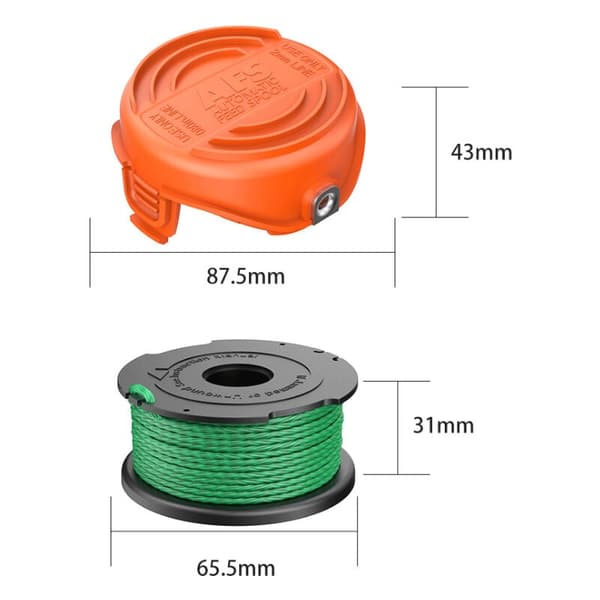 Sett med 4 grønne trådspoler kompatible med Black & Decker GL7033 GL8033 GL9035 A6482 børstekutter (4 trådspoler + 1 spoledeksel)