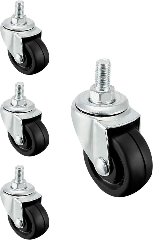 Sæt med 4 40 mm polypropylenhjul med M6 gevindstift