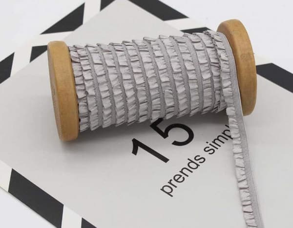 Elastikker til tøj - 5 meter - Bredde 1 cm - Polyester - Elastik - Til kostumer, håndarbejde, syning, dekoration - Elastiksnor - Macrame reb - Grå -