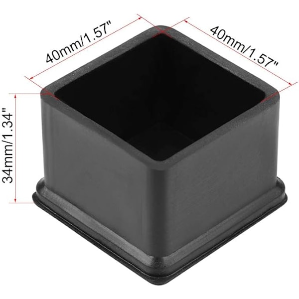 Gummistolbenbeskyttelse 40mm x 40mm firkantet møbelbordbenbeskyttelse 4 stk