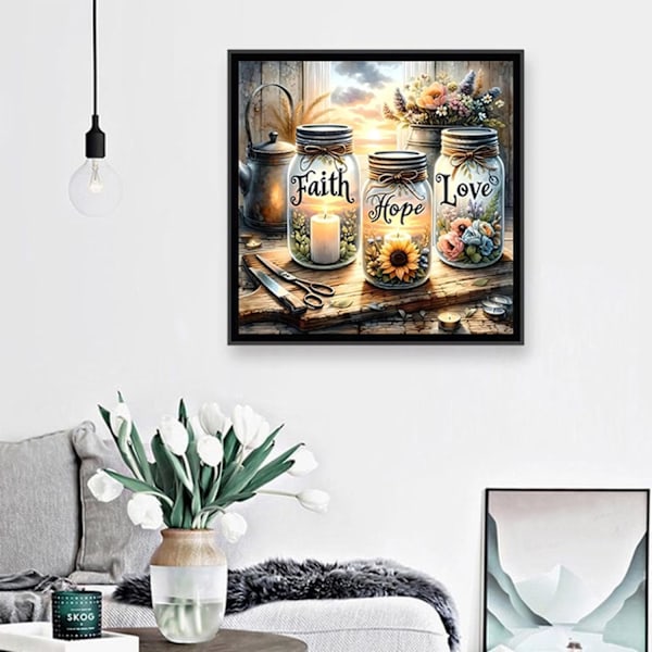 5D Diamantmålningskit för Nybörjare, DIY Måla med Runda Fullborrade Diamantprickar Ädelstensmålning för Vuxna, Heminredning 30x30 cm