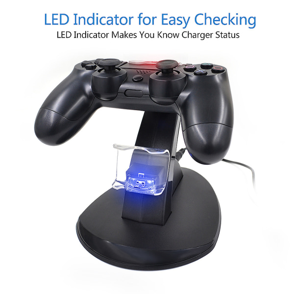 Opladningsstation til PS4 - Oplader til håndkontrol / Playstation Kontrol Sort
