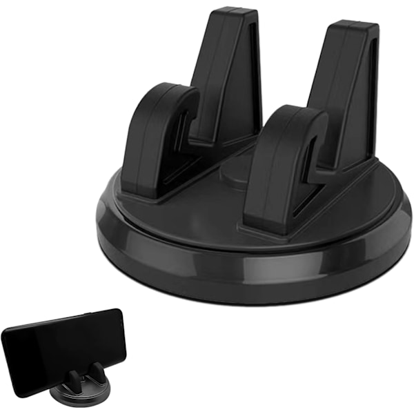 2 stk. Bilinstrumentbræt Mobiltelefonholder, 360° Drejelig, Skridsikker Centerkonsol Skrivebordsnavigationsholder (Sort)