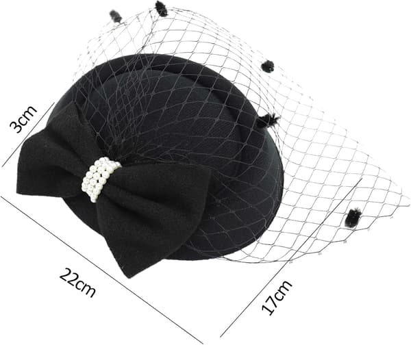 Dames Pillbox Fascinator-hat med slør-hårbøjle til bryllup og teselskab