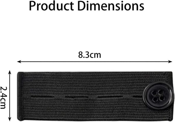 6-pack elastiska knappförlängare för byxor, jeans, kjolar och klänningar, svarta