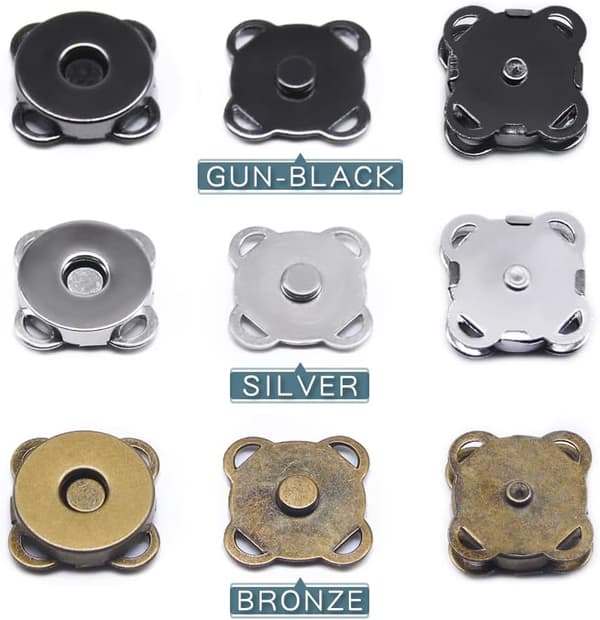 30 sæt magnetiske trykknapper 18 mm til tasker, punge, frakker og gør-det-selv-syning