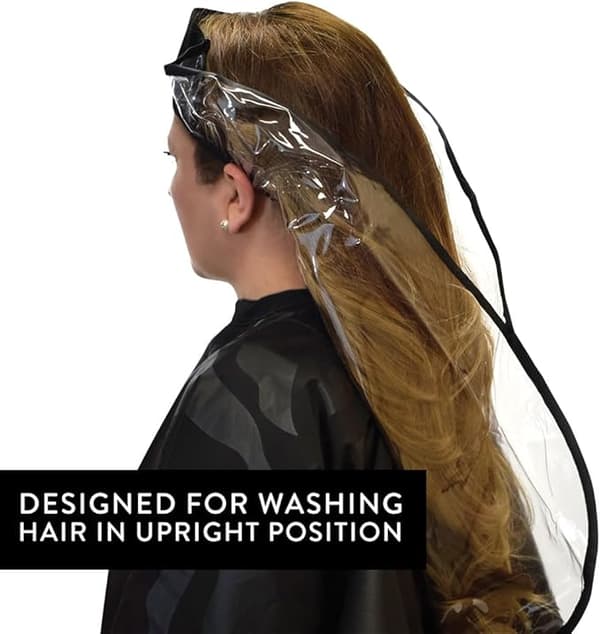 Hårvasktragt med sort kant, PVC-materiale, justerbar til hårfarve og shampoo