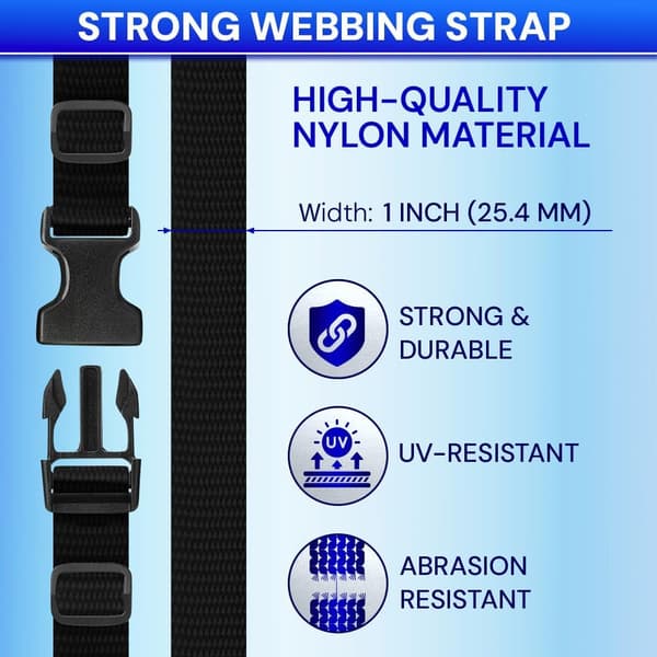 25 mm nylonbånd-sett 5 m med spenner, D-ringer og tri-glide-klips
