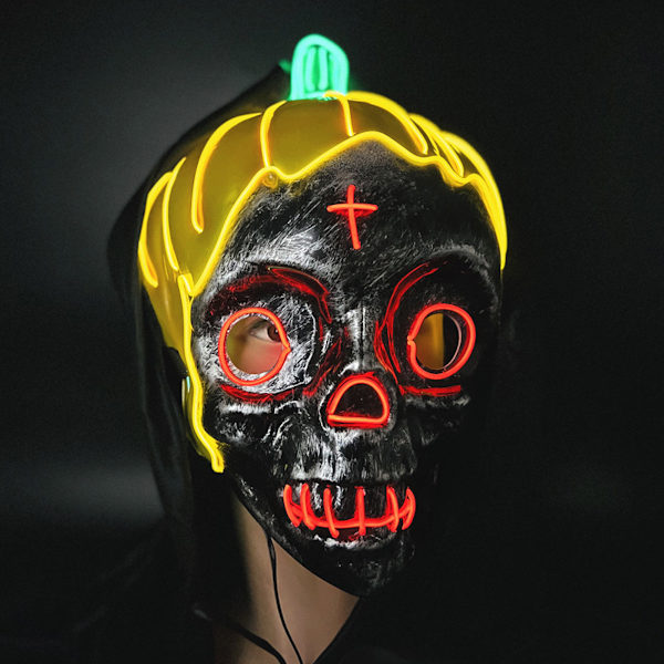 Pumpkin Skeleton Mask LED Luminous Mask Cosplay för Halloween