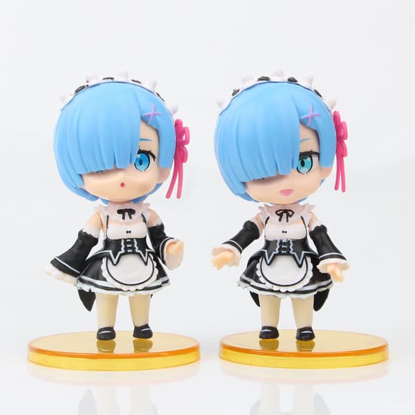 6 st Re:Zero Rem Ram Emilia Chibi-figurer 10 cm PVC Anime Samlarset