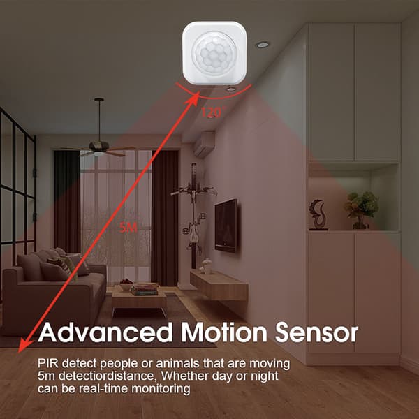 Tuya ZigBee PIR bevegelsessensor med 135° deteksjonsvinkel for smarthusautomatisering