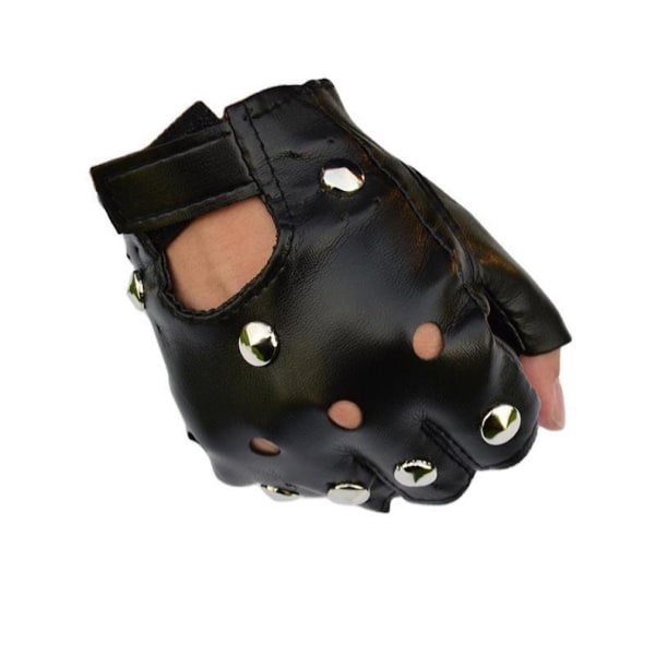 Half Finger Short Gloves Clubwear Läder Shiny Handskar för män Svart